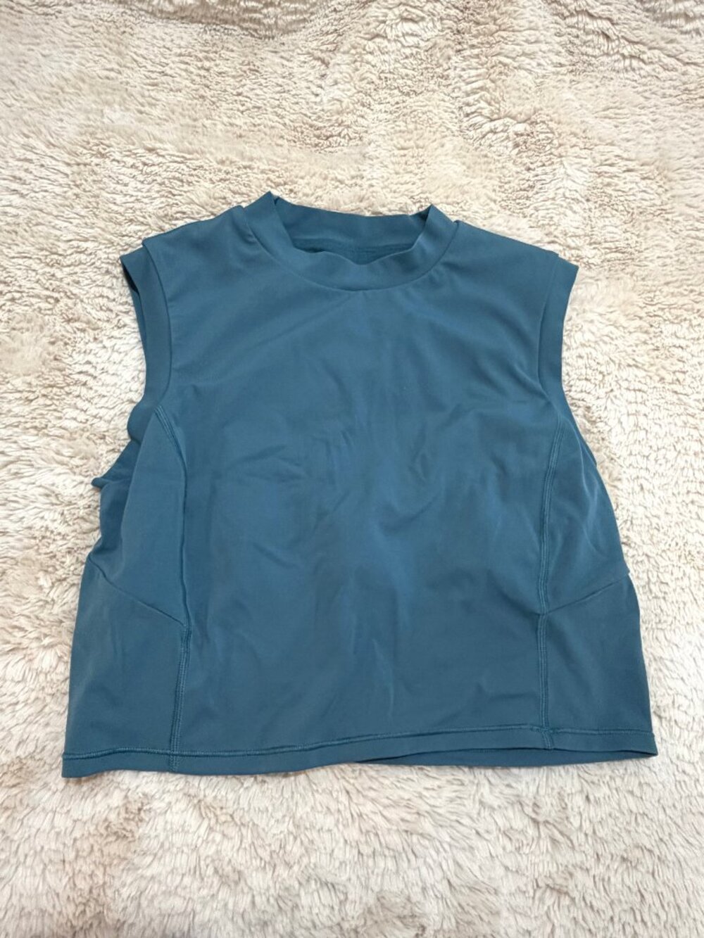 Lululemon Mock Neck Open Back Cutout Shelf Bra Tank Top Blue Gym Yoga Size 8